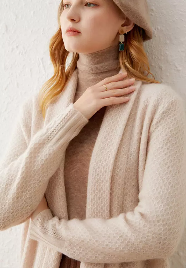 Wool Loose Padded Over-The-Knee Cardigans Coat A21092819BE