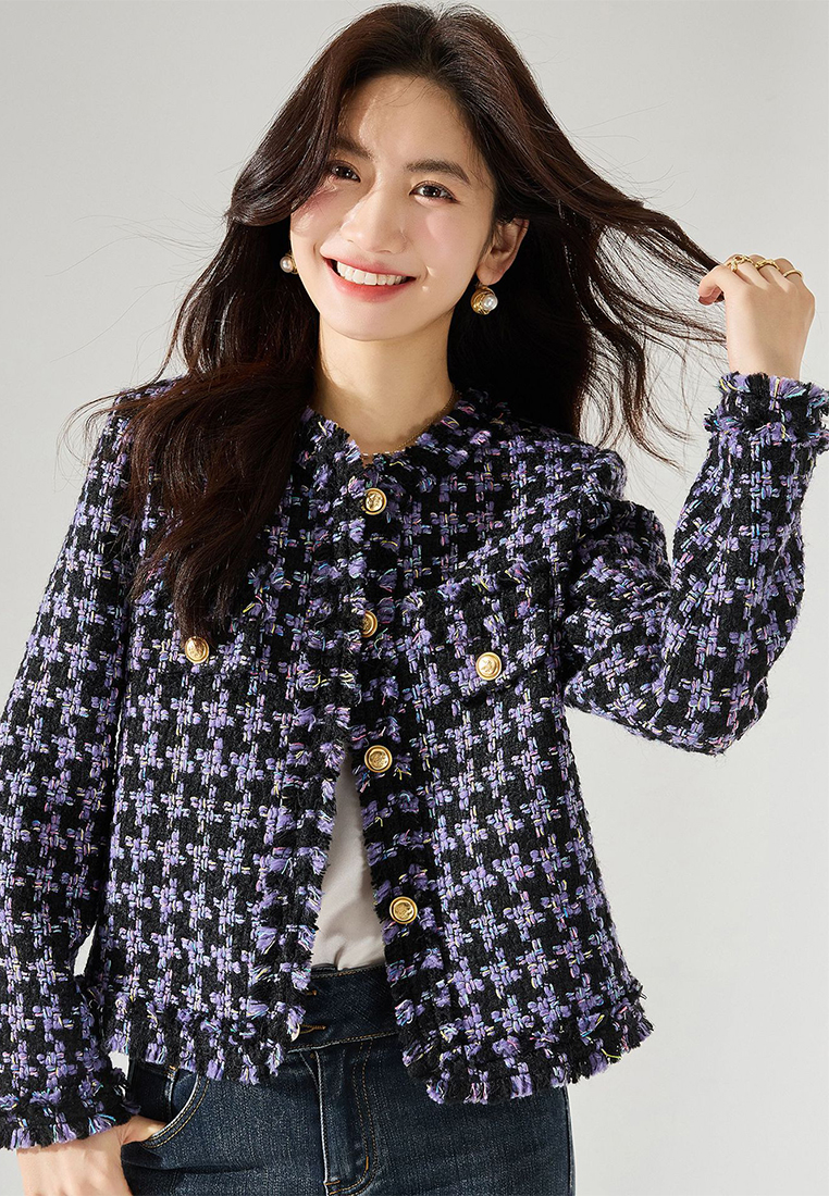 New temperament tweed Women jacket CA24091146BK