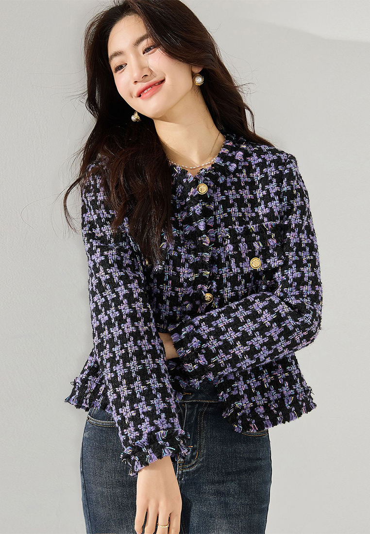 New temperament tweed Women jacket CA24091146BK