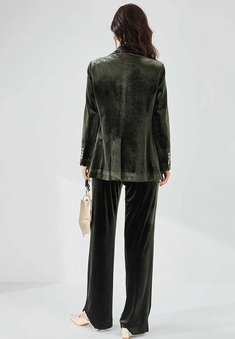 Vintage Luxury Velvet Commuter Suit Set Coat CA101946