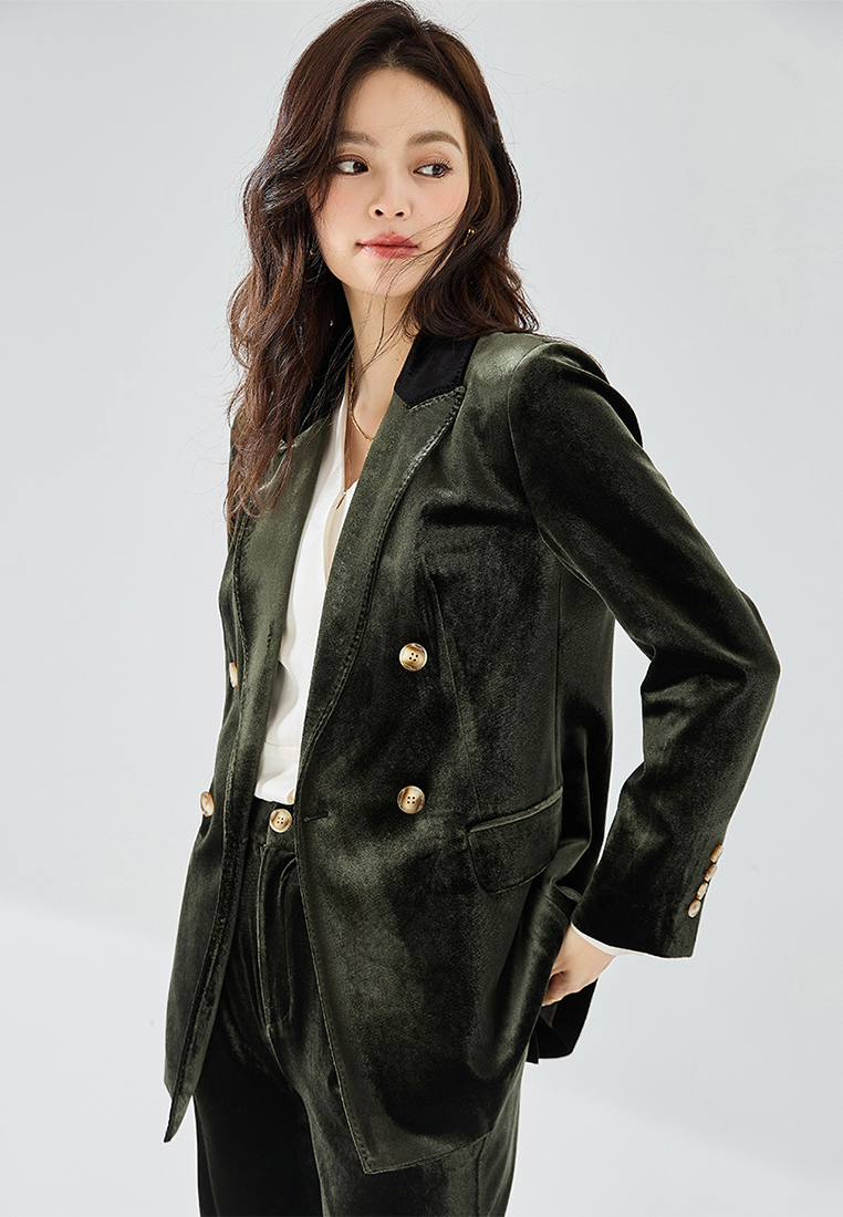 Vintage Luxury Velvet Commuter Suit Set Coat CA101946