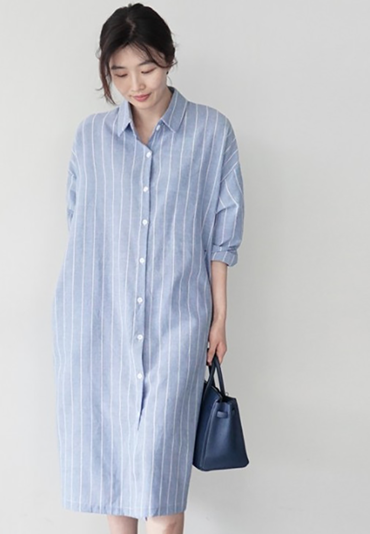 New casual striped slim fit oversized shirt CA25091917BL