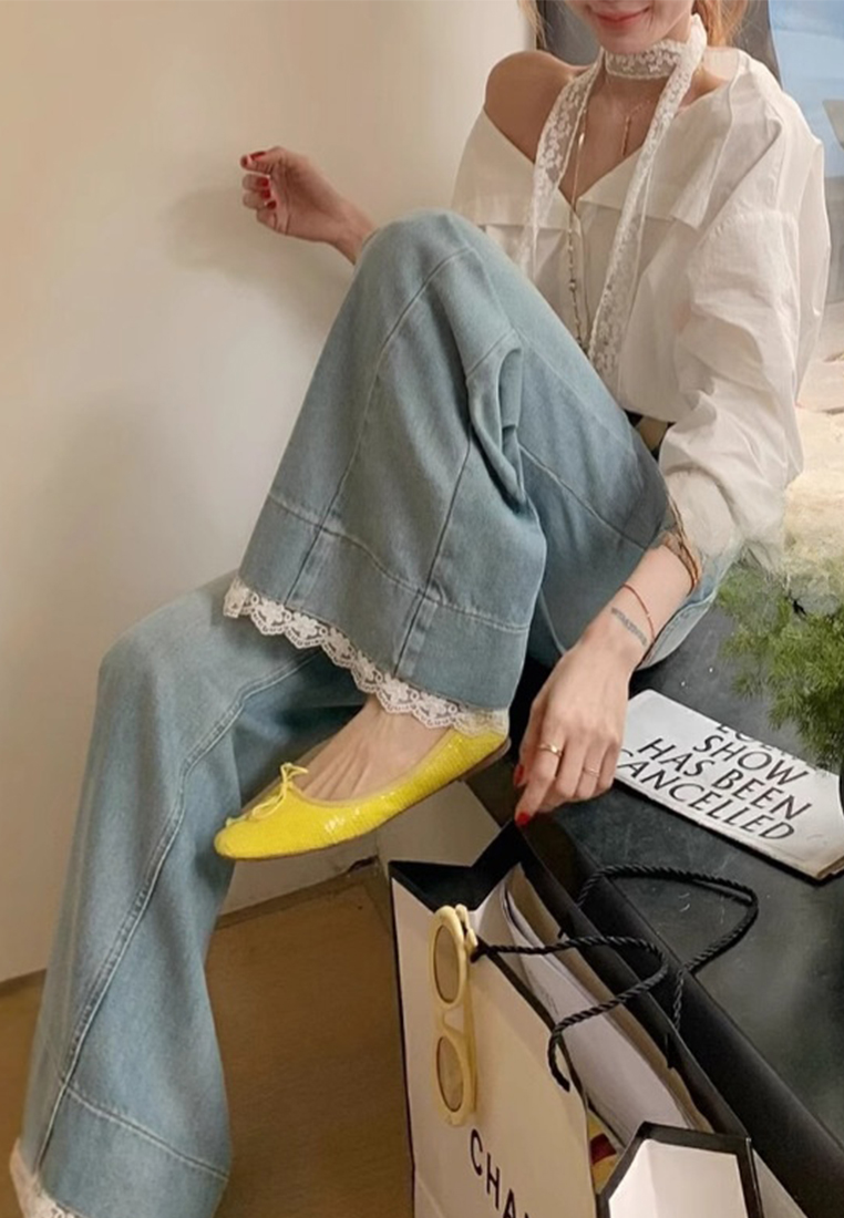 New spring and summer lace wide-leg jeans CA25042947BL