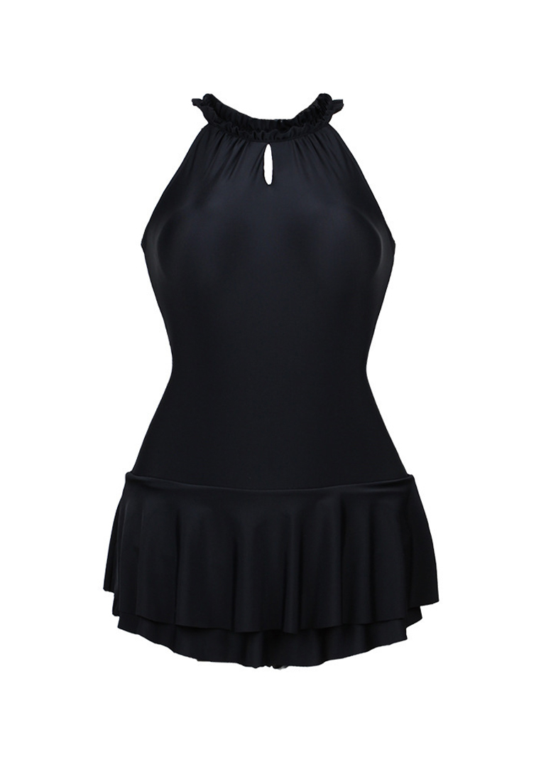 Backless halterneck girl's swimsuit one-piece dress CA24032147