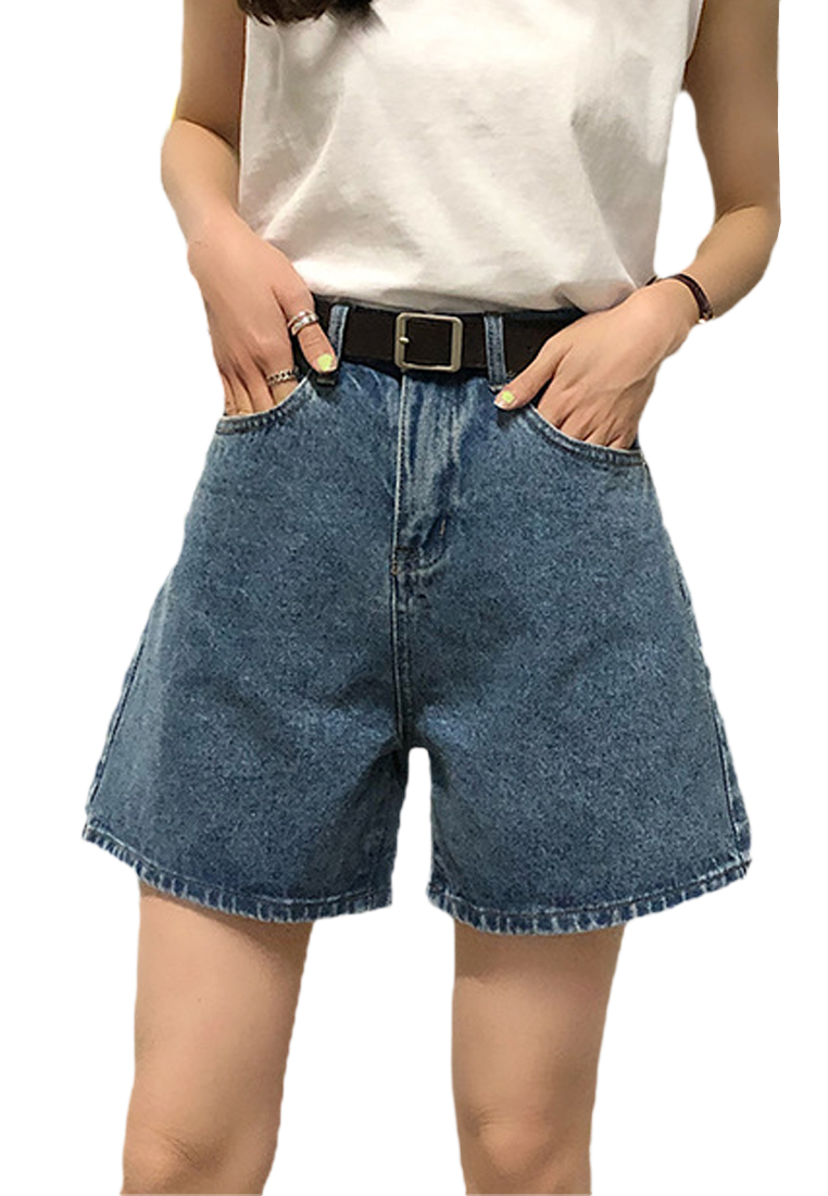  Real time shooting of minimalist denim shorts CA24041047LGBL-sunnydaysweety