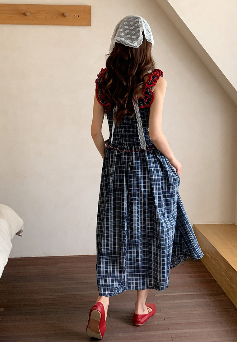 Summer new fashion contrast color suspender dress CA25060347BL