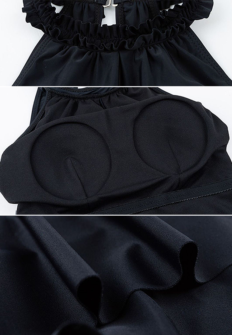 Backless halterneck girl's swimsuit one-piece dress CA24032147