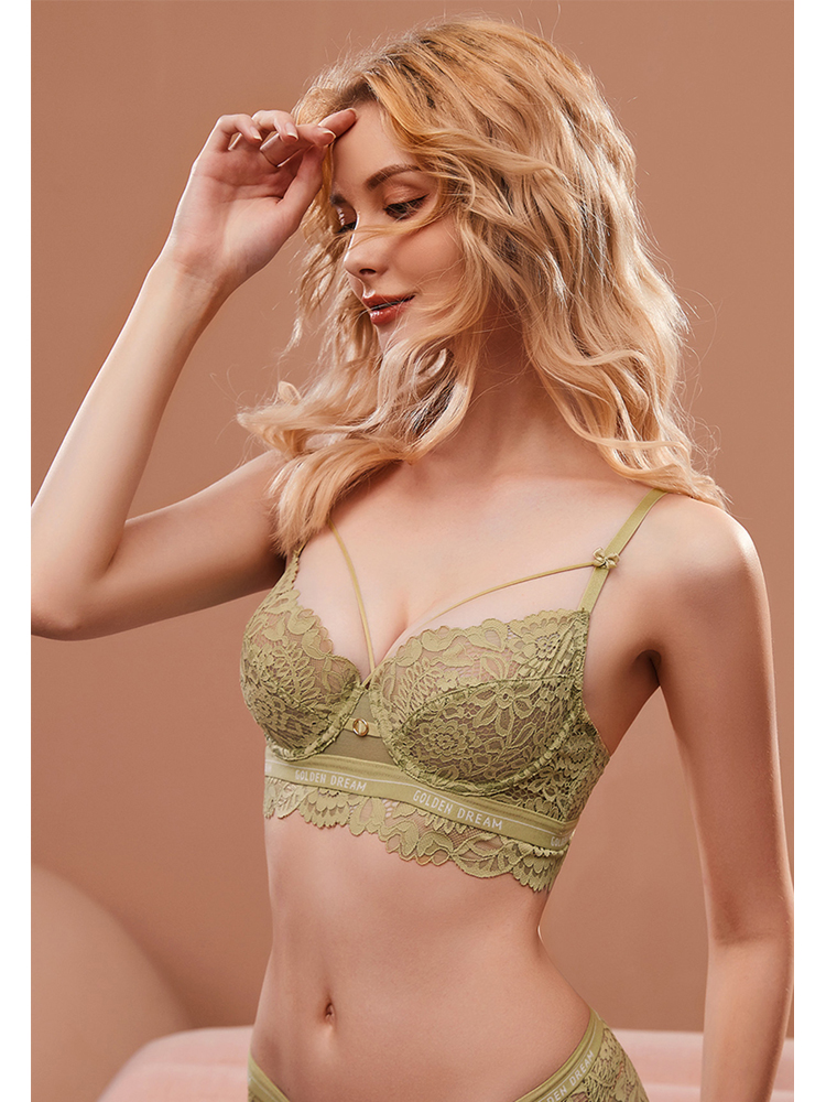 European and American new ultra-thin lace thin straps gathered non-sponge breathable bra set CA23050448W-sunnydaysweety