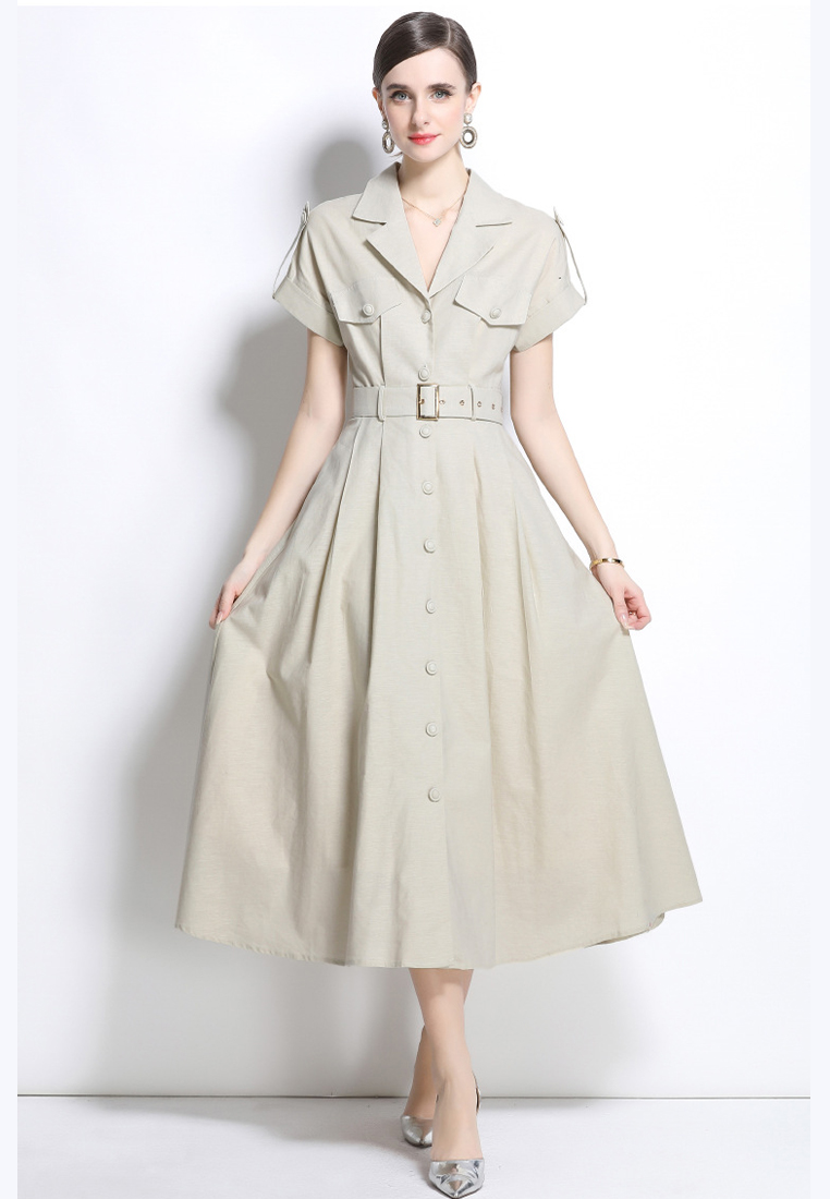 British style slim-fit suit collar dress CA25070948BE