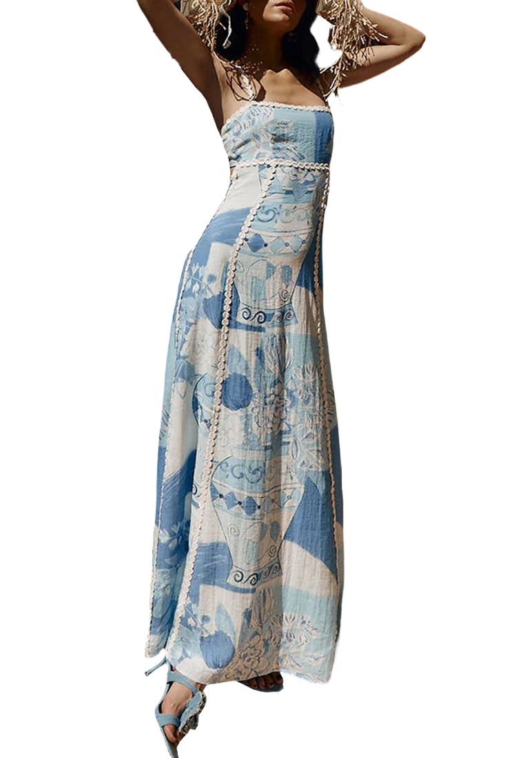 Summer new camisole casual loose print dress CA25042248MT