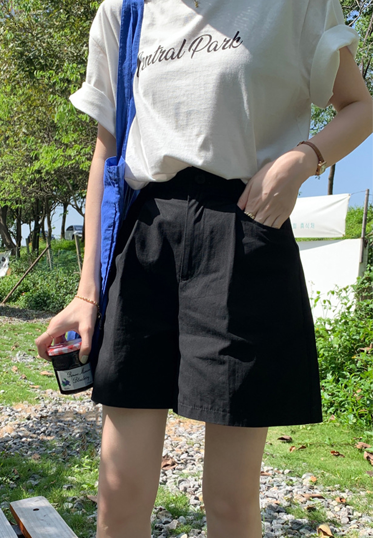 Minimalist casual solid color shorts CA24041048YE-sunnydaysweety