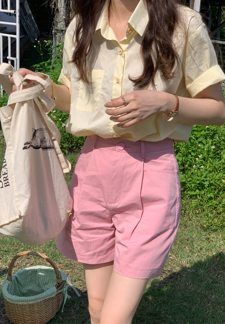 Minimalist casual solid color shorts CA24041048YE-sunnydaysweety