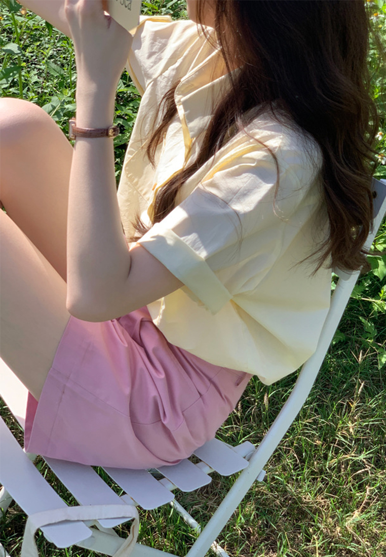Minimalist casual solid color shorts CA24041048YE-sunnydaysweety