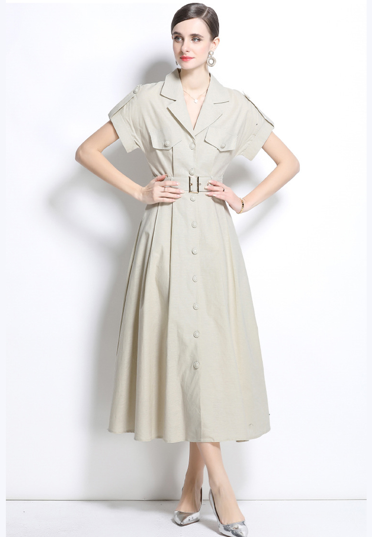 British style slim-fit suit collar dress CA25070948BE