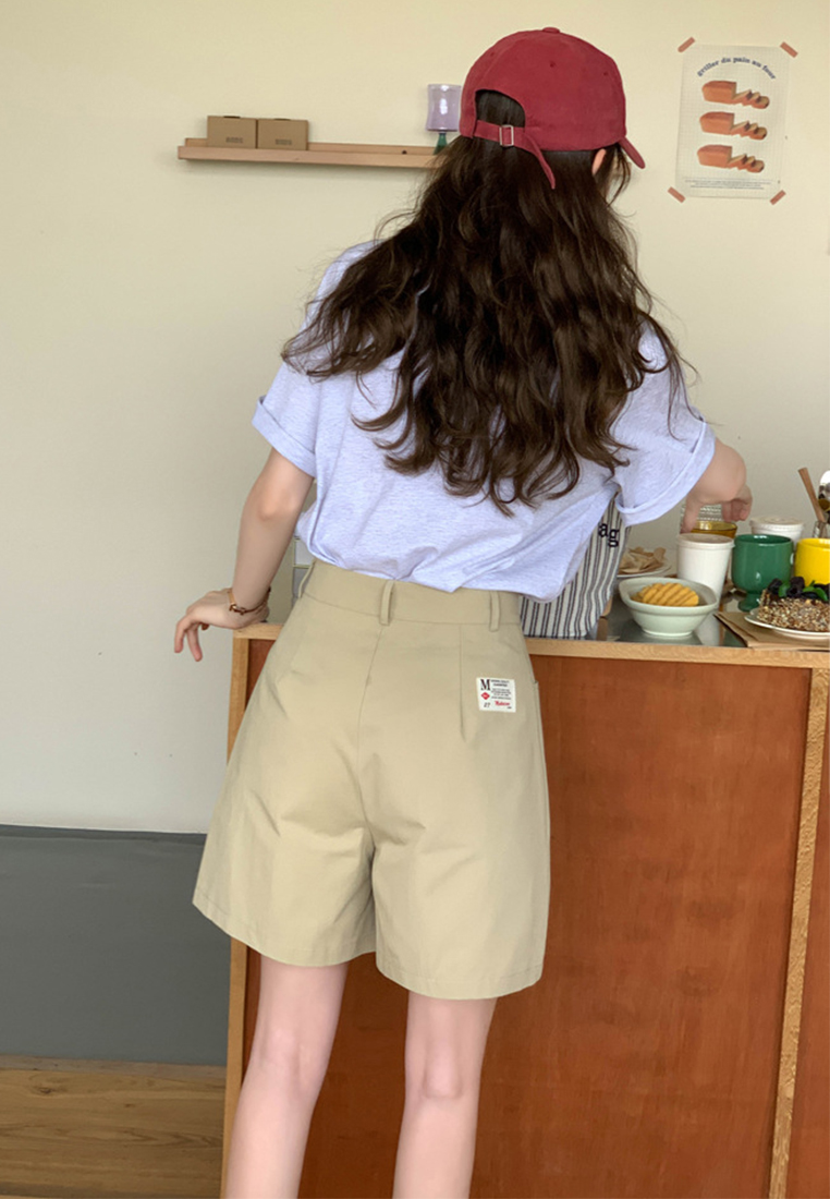 Minimalist casual solid color shorts CA24041048YE-sunnydaysweety