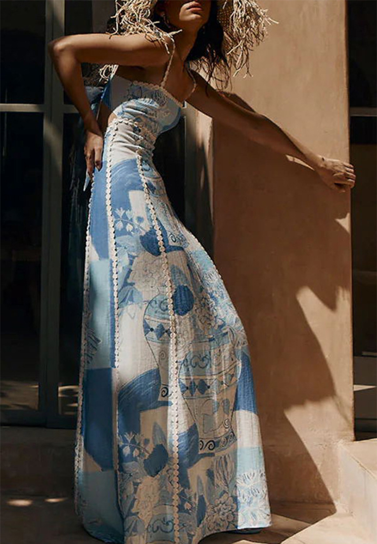 Summer new camisole casual loose print dress CA25042248MT