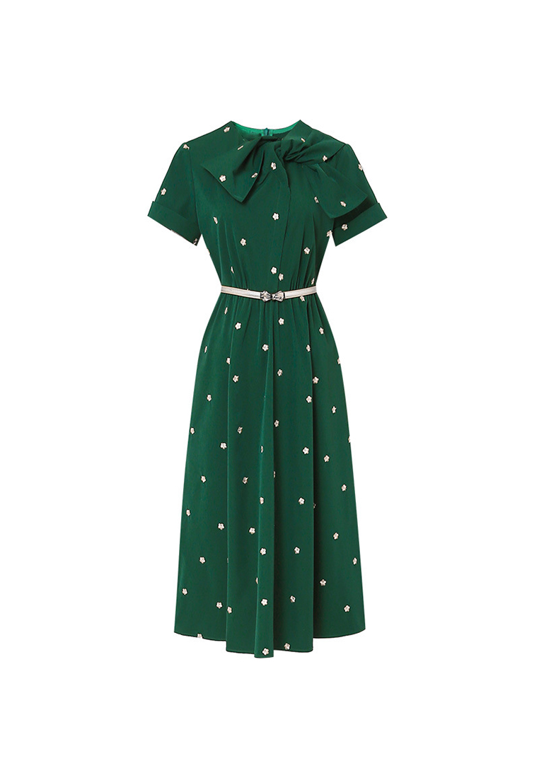 2024 Retro green embroidered dress CA24090348GR