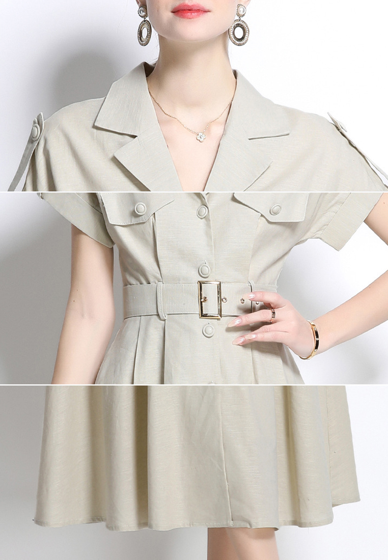 British style slim-fit suit collar dress CA25070948BE