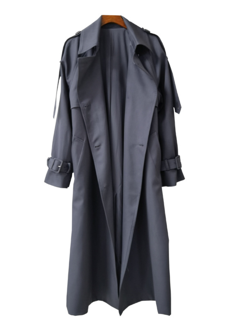 Elegant loose-fitting black belted top CA25110347BK