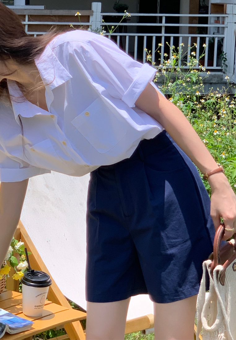 Minimalist casual solid color shorts CA24041048YE-sunnydaysweety