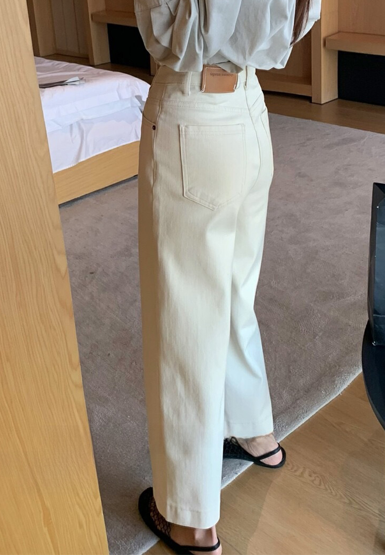 Spring two-button high waist nine-point wide-leg jeans CA25042948BE