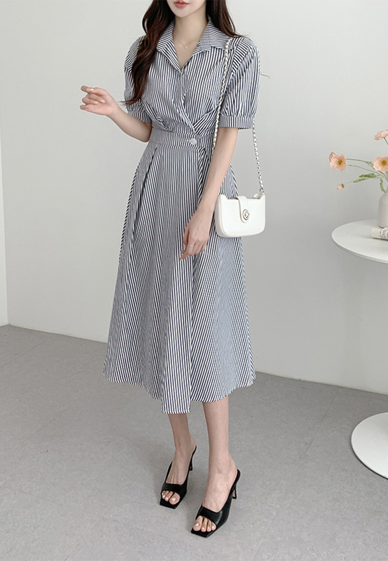 Summer trendy waist cinching dress CA25032747BL