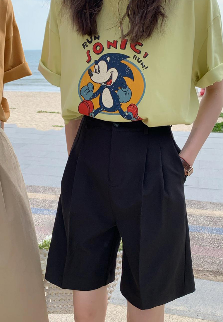 Summer New Solid Color Shorts CA25042950GR-sunnydaysweety