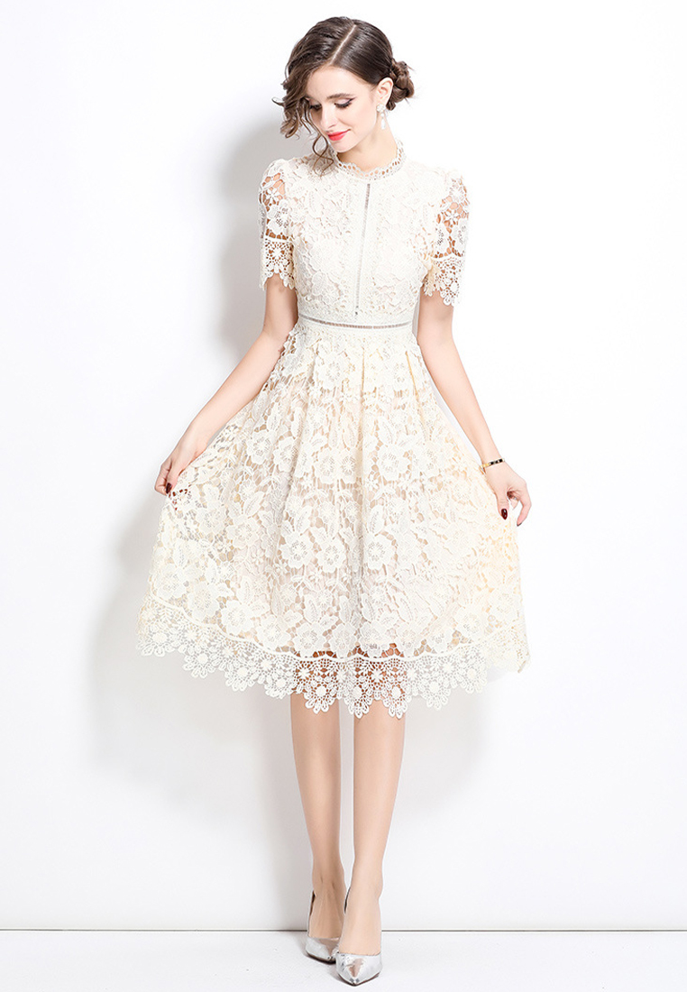 French retro elegant hollow lace dress CA25070949BE