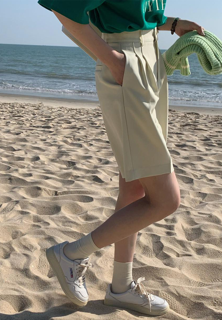 Summer New Solid Color Shorts CA25042950GR-sunnydaysweety