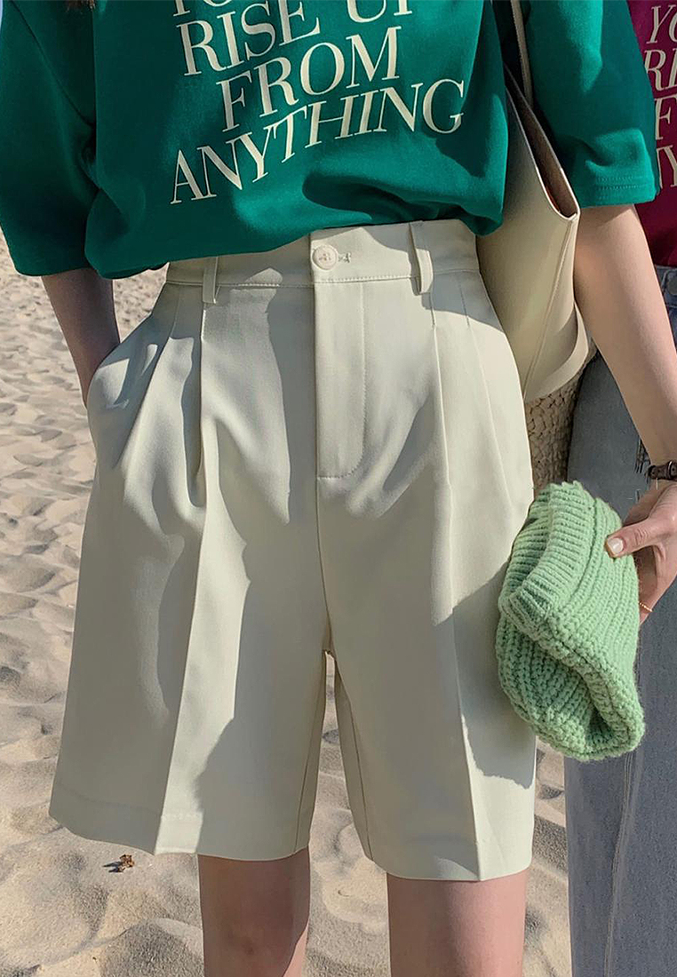 Summer New Solid Color Shorts CA25042950GR-sunnydaysweety