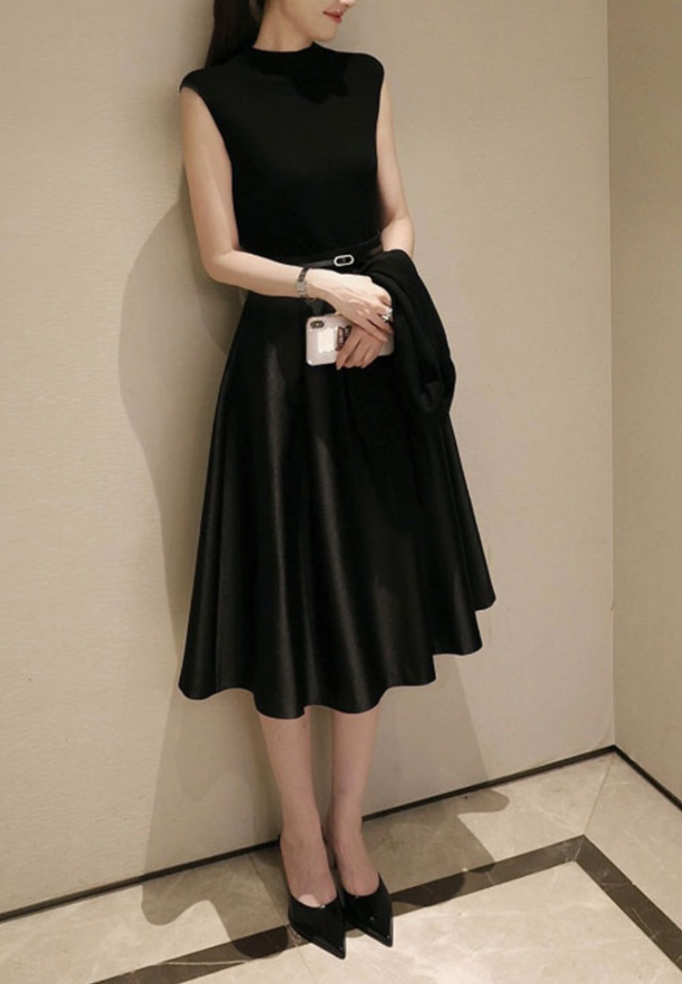 New autumn style solid color loose-fitting maxi skirt CA25110349BK