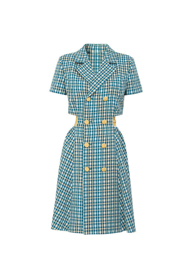 2024 Plaid short sleeved suit dress CA24090349BL