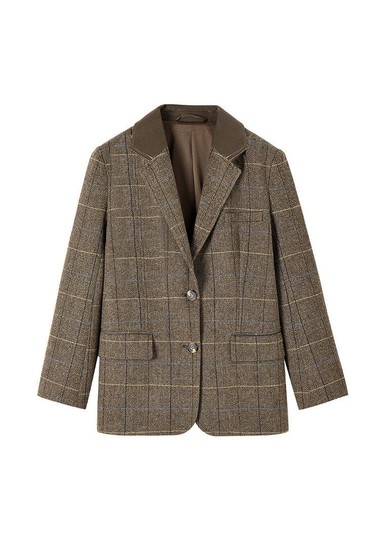 Plaid casual loose suit top CA24091149BW