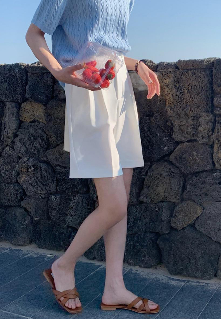 Summer New Solid Color Shorts CA25042950GR-sunnydaysweety