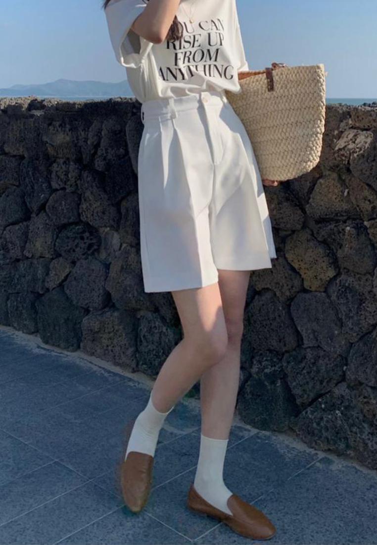 Summer New Solid Color Shorts CA25042950GR-sunnydaysweety