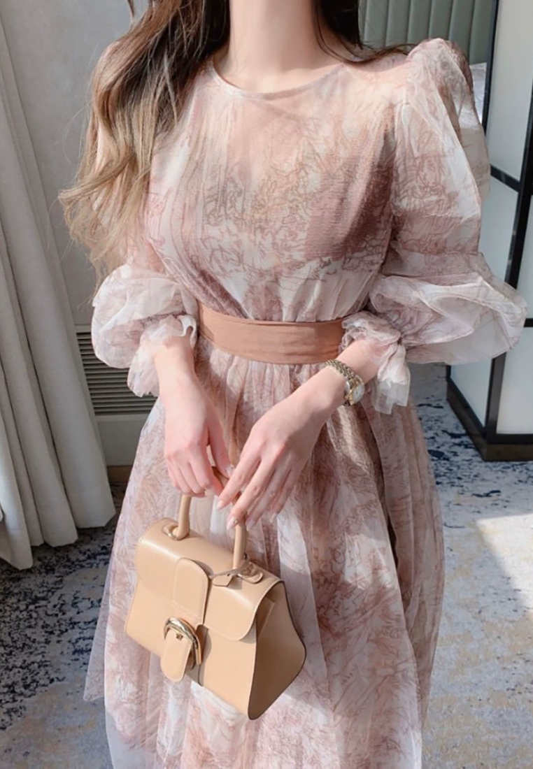 New Spring French Lace-up Waist Dress CA25021302BL