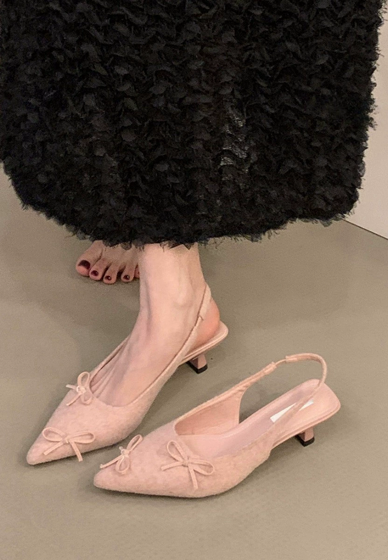 2025 French black velvet bun-head fairy high-heeled sandals CA25021327BK