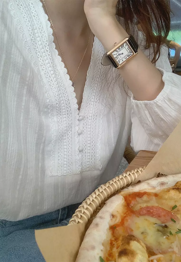 Retro Korean version new lace patchwork top CA24092737W