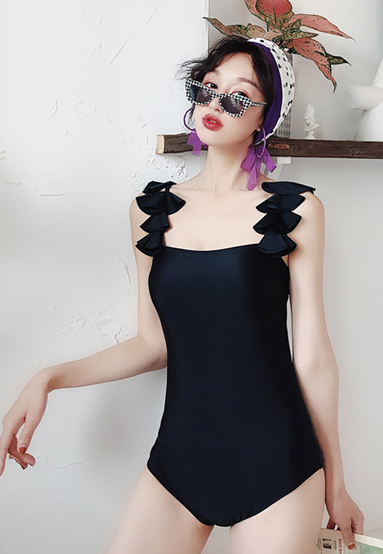 New Ruffle Back-Open One-Piece Swimsuit CA060705BK