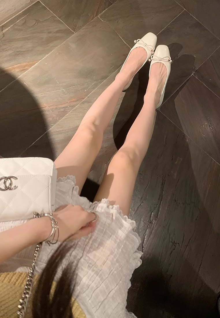 Rhinestone bow ballet flat shoes CA25021325W