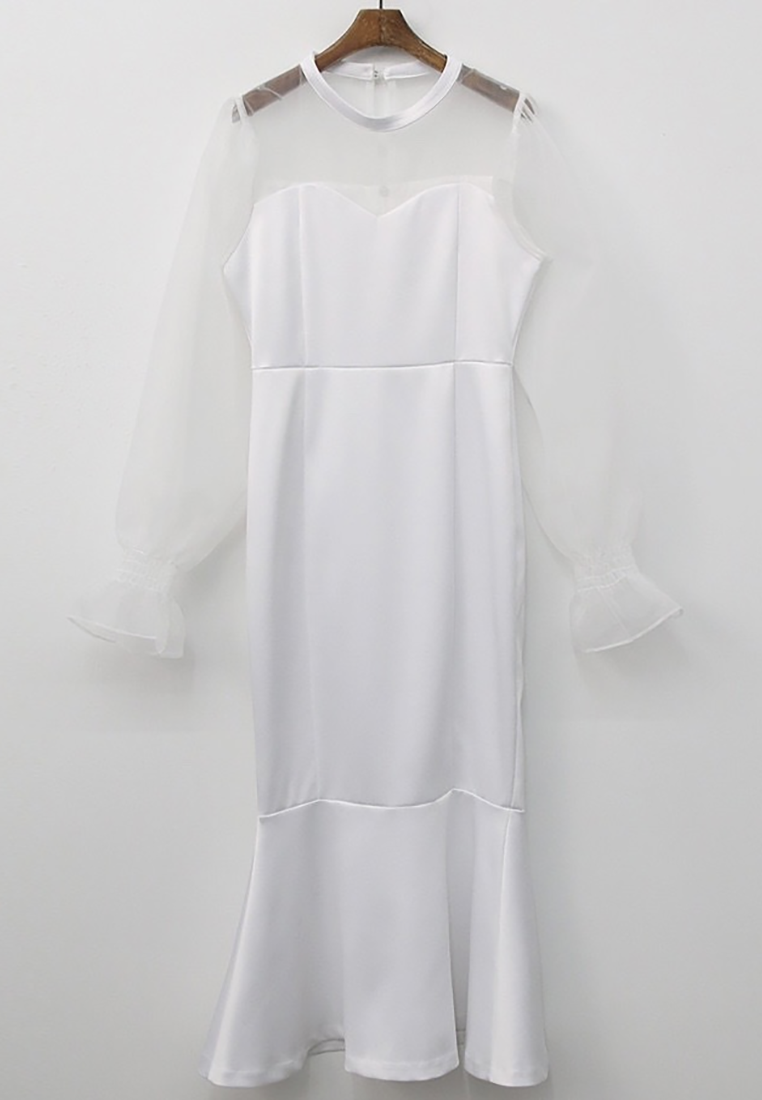 2025 Early Spring New French Mesh Fishtail Dress CA25021303BK