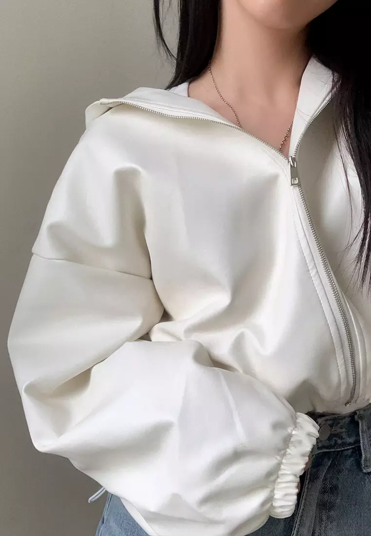 Autumn vintage loose leather jacket jacket CA24092720W