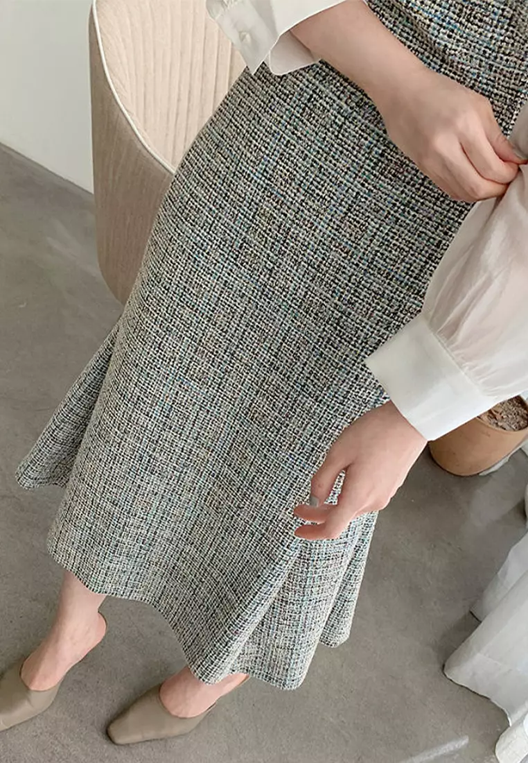 Vintage long shoulder strap dress with temperament CA24092717BW