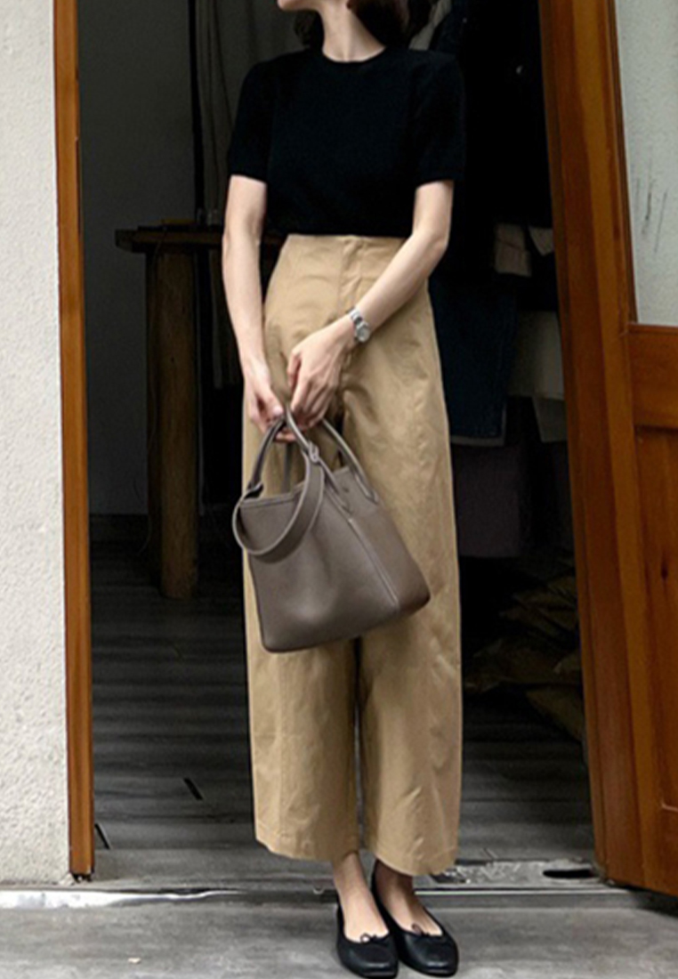 2023 High-end simple high-waist silhouette slim loose waist tightening casual pants CA23050405KI