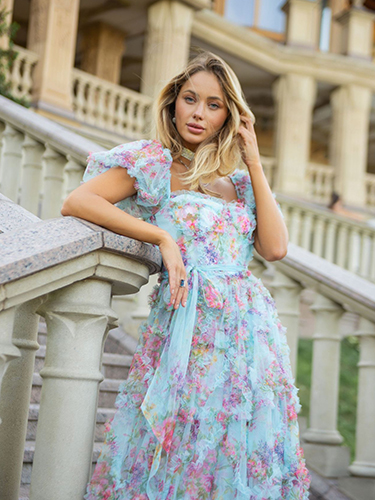 Puff sleeve A-line dress CA24031905PU