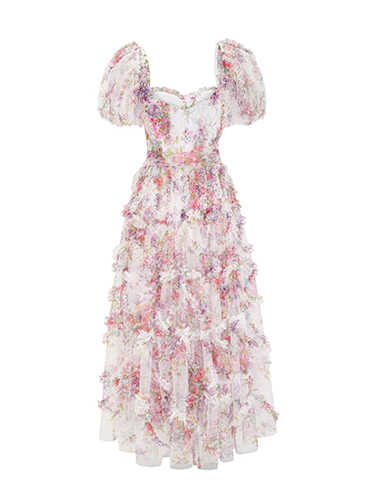 Puff sleeve A-line dress CA24031905PU