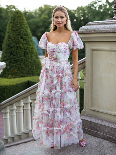 Puff sleeve A-line dress CA24031905PU