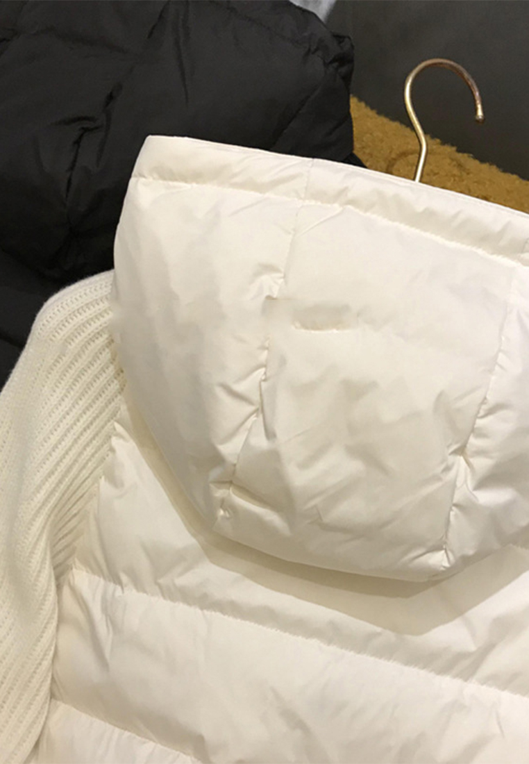 Versatile design high warmth hooded knitted spliced cotton clothing CA110205W