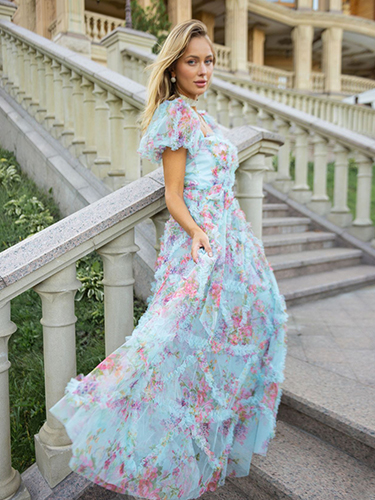 Puff sleeve A-line dress CA24031905PU