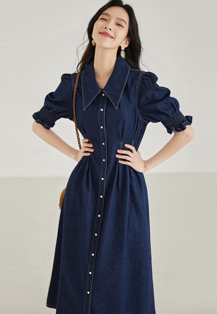 French denim-inspired commuter dress CA24030705